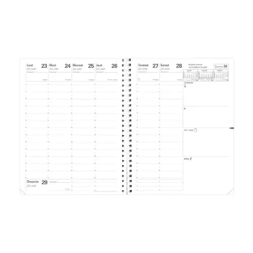 Agenda ann&eacute;e scolaire spiral&eacute; avec r&eacute;pertoire 2026-2027 Pr&eacute;sident S Septembre - Semainier Planning Fran&ccedil;ais - Club - Rose - 13 mois de ao&ucirc;t &agrave; ao&ucirc;t - 21x27 cm - Quo Vadis photo du produit
