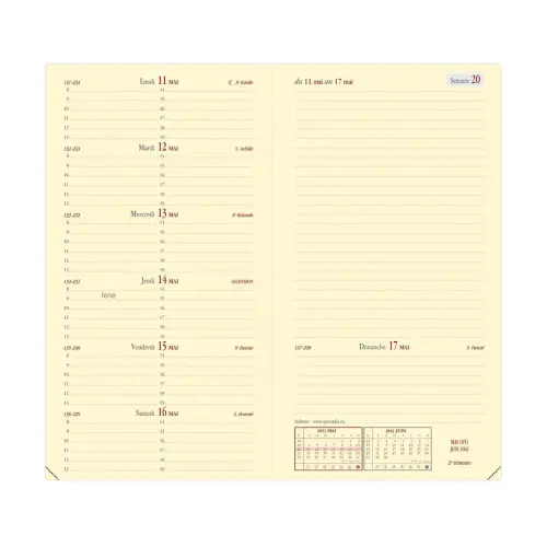 Agenda avec r&eacute;pertoire 2027 Italnote Prestige - Semainier Horizontal Fran&ccedil;ais - Marlow Gris - 14 mois de d&eacute;cembre &agrave; janvier - 8,8x17 cm - Quo Vadis photo du produit