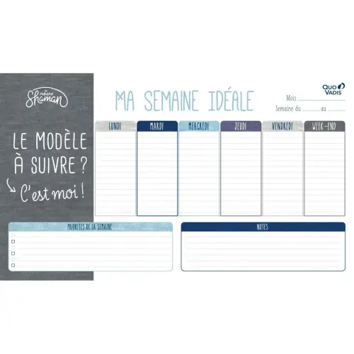 Sous-main perpétuel à feuillets Français - Shaman Gris - Perpétuel - 25x43 cm - Papier Clairefontaine blanc - Fabrication française - Quo Vadis photo du produit