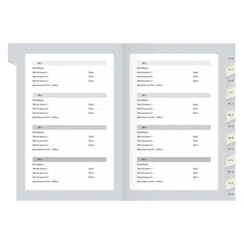 Carnet de mots de passe Français - Carnets thématiques Géometrique - 15x21 cm - Papier Clairefontaine blanc - Fabrication française - Quo Vadis photo du produit