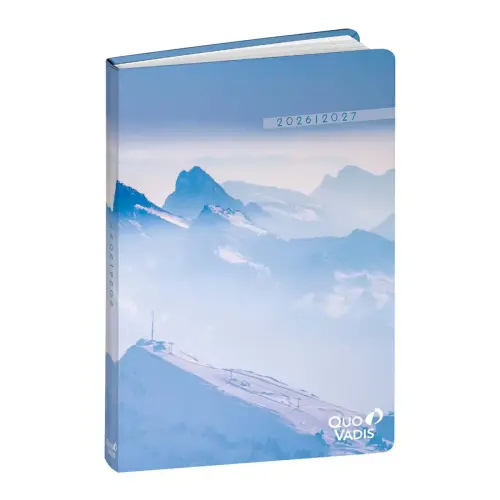 Agenda ann&eacute;e scolaire 2026-2027 Eurotextagenda Recycl&eacute; - Journalier - Multilingue - Respire - Montagne - 12 mois de ao&ucirc;t &agrave; juillet - 12x17 cm - Quo Vadis photo du produit
