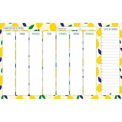 Planificateur de menus Français Carnets thématiques Citron Perpétuel - 16,5x26,5 cm - Papier Clairefontaine blanc - Fabrication française - Quo Vadis photo du produit