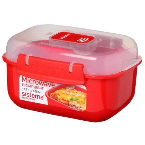Bo&icirc;te pour micro-ondes RECTANGULAR, 525 ml, rouge - Sistema photo du produit