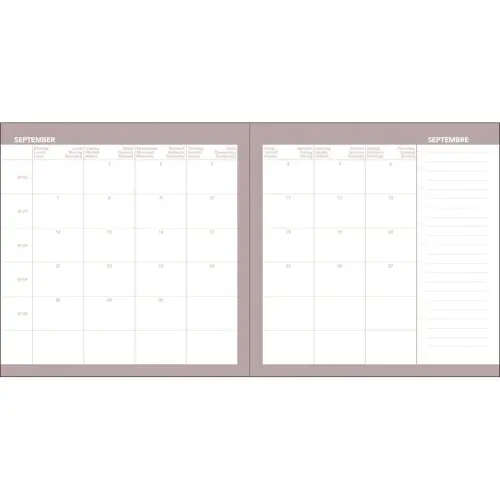 Agenda année scolaire 2026-2027 Exécutif Septembre Color - Semainier Planning Multilingue - Andrea Rouge - 13 mois de août à août - 16x16 cm - Quo Vadis photo du produit
