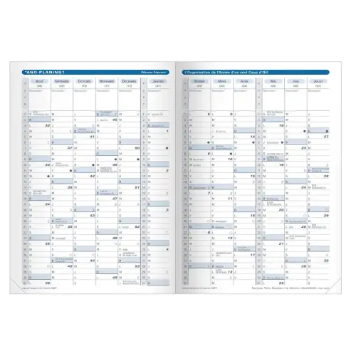 Agenda année scolaire avec répertoire 2026-2027 Eu 09/09 - Semainier Planning Français - Club Bleu clair - 13 mois de août à août - 21x29,7 cm - Quo Vadis photo du produit