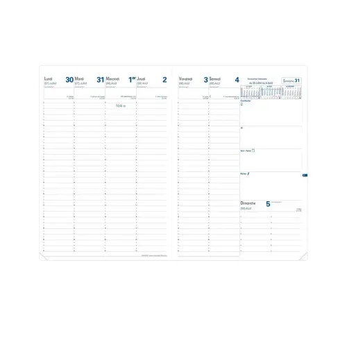 Agenda année scolaire avec répertoire 2026-2027 Eu 09/09 - Semainier Planning Français - Club Bleu clair - 13 mois de août à août - 21x29,7 cm - Quo Vadis photo du produit