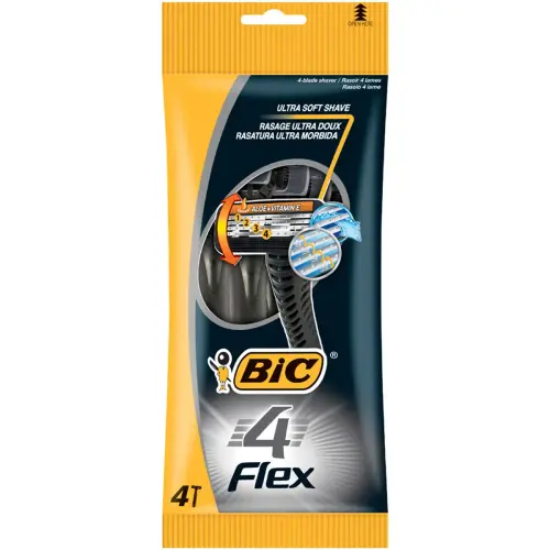 BIC Rasoir jetable 4 Flex, pour hommes, pack de 4 photo du produit