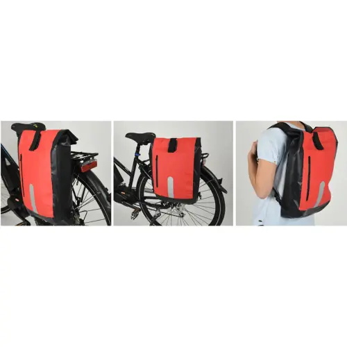 Sacoche de v&eacute;lo imperm&eacute;able - Rouge/noir - Fischer photo du produit