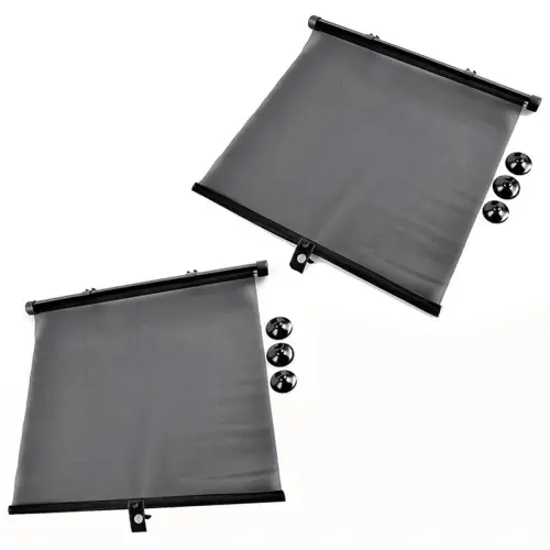 IWH Pare-soleil enroulable pour voiture, noir, set de 2 photo du produit