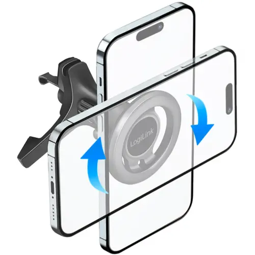 LogiLink Support magn&eacute;tique 3 points pour smartphone, noir photo du produit