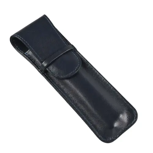 &Eacute;tui 2 stylos &agrave; rabat - Cuir Satiny - 16x2,5x0,8 cm - Quo vadis photo du produit