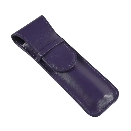 &Eacute;tui 2 stylos &agrave; rabat - cuir Satiny - 16x2,5x0,8 cm - Quo vadis photo du produit