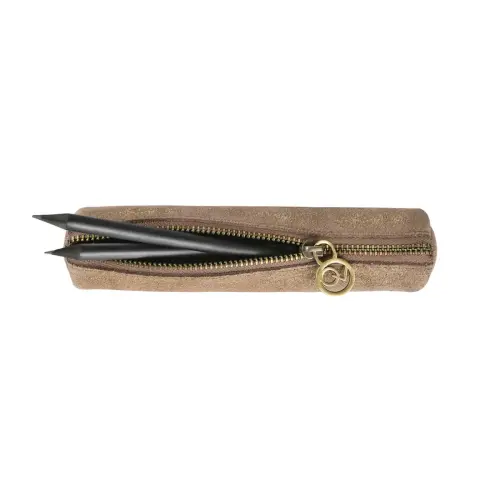 Trousse mini ronde - Cuir Julo - 17x3,5 cm - Quo vadis photo du produit