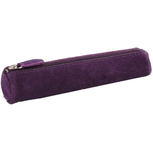 Trousse mini ronde - Cuir velours - 17x3,5 cm - Quo vadis photo du produit