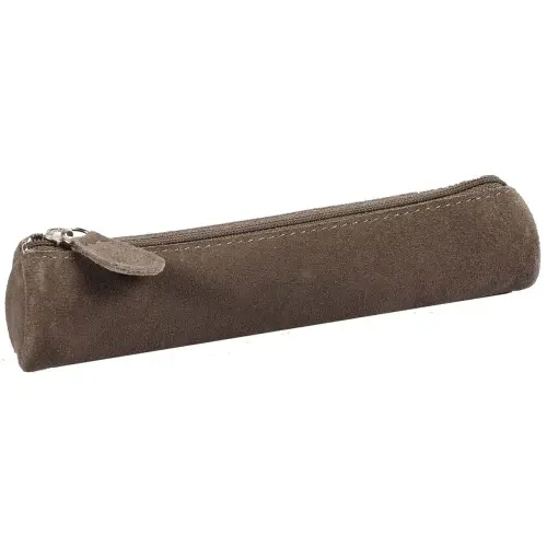 Trousse mini ronde - Cuir Velours - 17x3,5 cm - Quo vadis photo du produit