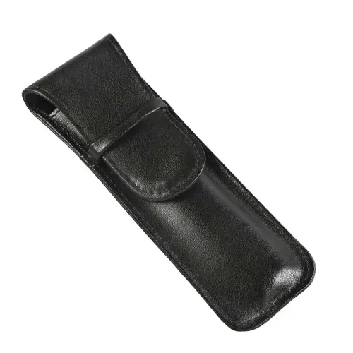 Etui 2 stylos à rabat - Cuir Satiny - 16x2,5x0,8 cm - Quo vadis photo du produit