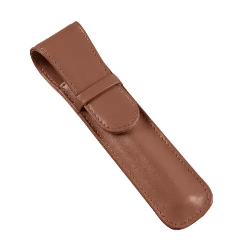 Etui 1 stylo - Rabat cuir Satiny - 16,5x5x1 cm - Quo vadis photo du produit