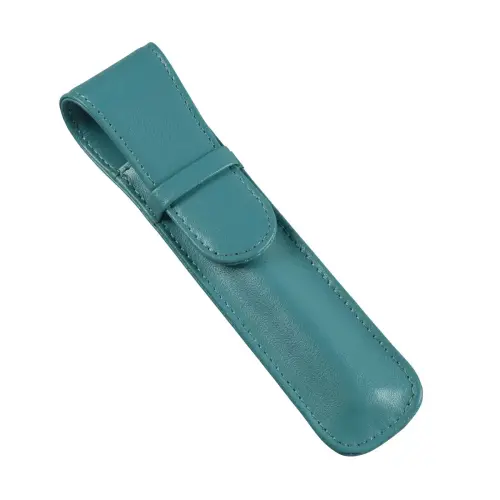 Etui 1 stylo - Rabat cuir Satiny - 16,5x5x1 cm - Quo vadis photo du produit