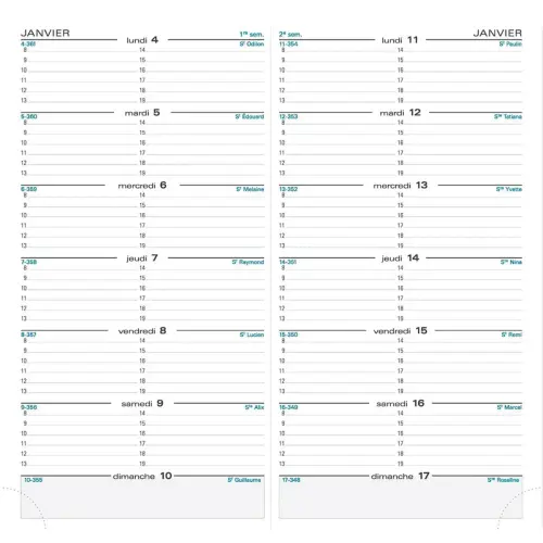 Agenda quinzainier ultra-plat surpiq&ucirc;re sellier - 1 semaine par page - RDV 6 jours 8h-19h - Exacompta photo du produit