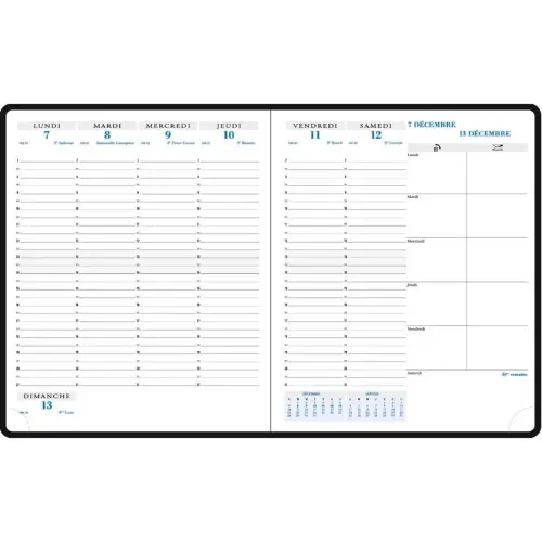 Semaine sur 2 pages grille verticale horaires 7h-21h édition française - Exacompta photo du produit