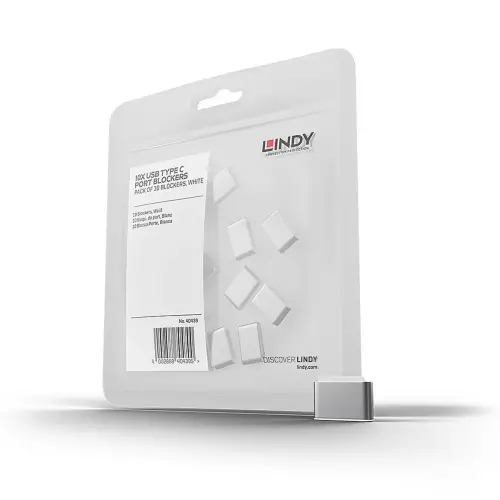 Bloqueurs de port USB C blanc 10 pièces - Lindy photo du produit