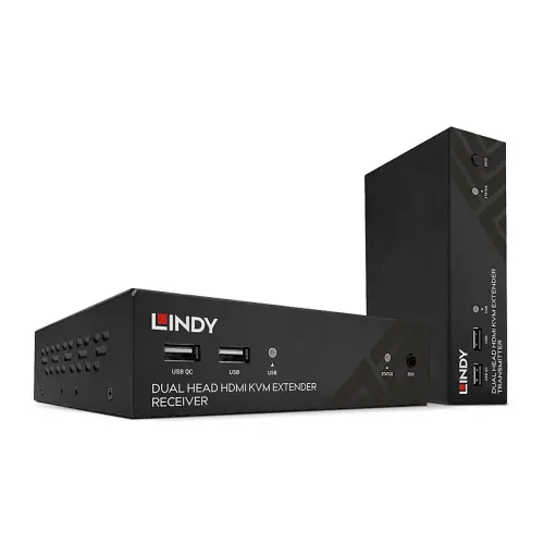 Kit extender KVM HDBaseT Cat.6 HDMI Dual Head USB IR RS232 100 m - Lindy photo du produit