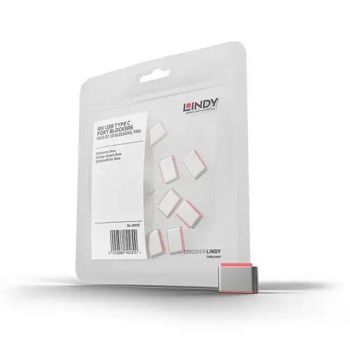 Lot de 10 bloqueurs de port USB C roses - Lindy photo du produit