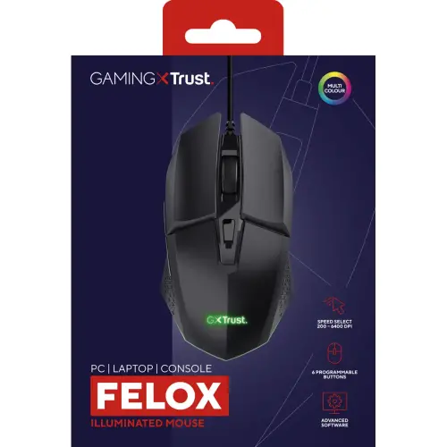 Souris gaming pour droitier GXT 109 Felox USB-A optique 6400 DPI - Trust photo du produit