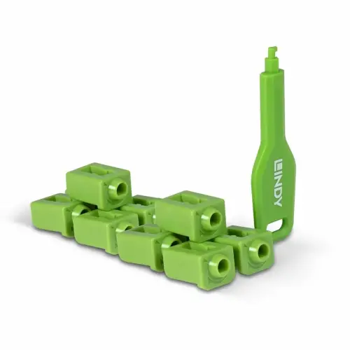 Verrous de ports SFP 10 pièces avec clé vert - Lindy photo du produit