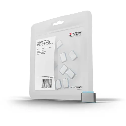 Bloqueurs de port USB C bleu 10 pièces - Lindy photo du produit