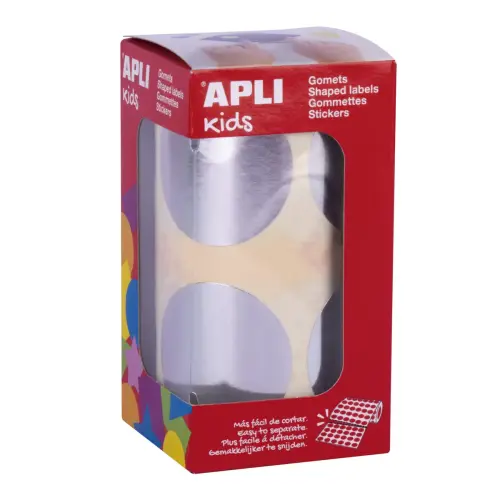 Rouleau gommettes rondes &Oslash; 45 mm argent - Apli photo du produit