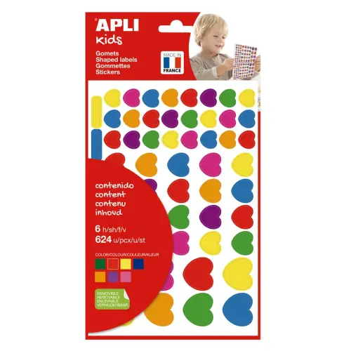 Gommettes cœurs multicolores - 624 unités - Apli photo du produit