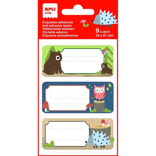Étiquettes scolaires animaux de la forêt - 3 motifs - 9 unités - Apli photo du produit