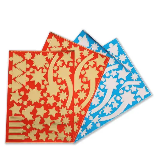 Gommettes Noël or/argent motifs et tailles assorties 4 feuilles - Apli photo du produit