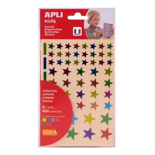 Gommettes étoiles métallisées couleurs assorties 6 feuilles - Apli photo du produit