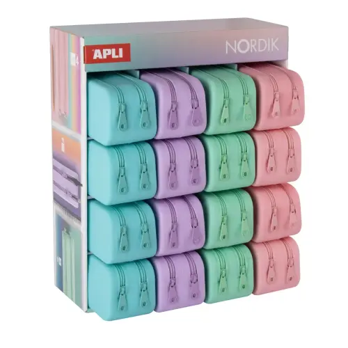 Présentoir de 16 trousses doubles en silicone Nordik - Apli photo du produit