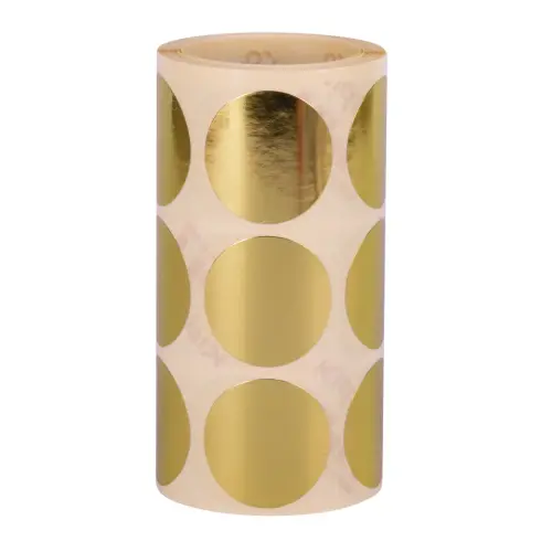 Rouleau de gommettes rondes &Oslash;33 mm m&eacute;tallis&eacute;es or - Apli photo du produit
