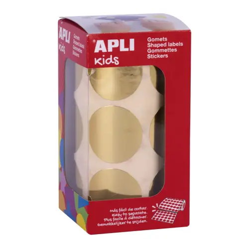 Rouleau de gommettes rondes &Oslash;33 mm m&eacute;tallis&eacute;es or - Apli photo du produit