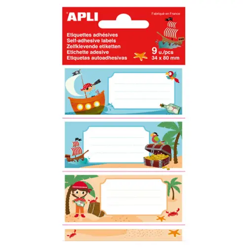 Étiquettes scolaires pirates 9 unités - Apli photo du produit