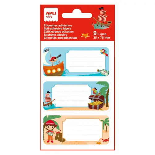 Étiquettes scolaires pirates 9 unités - Apli photo du produit
