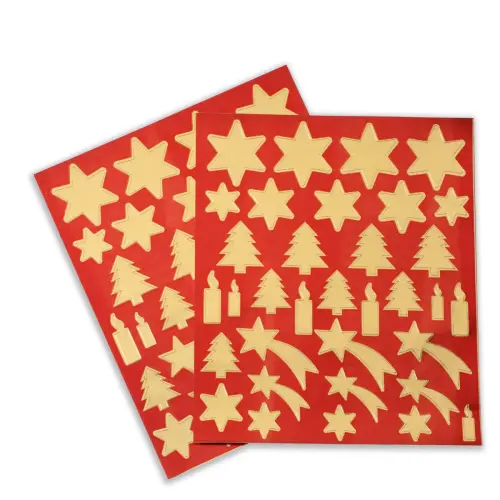 Gommettes or sur fond rouge 2 feuilles - Apli photo du produit