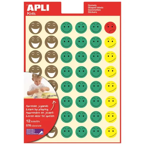 Gommettes Sourire 12 feuilles - Apli photo du produit