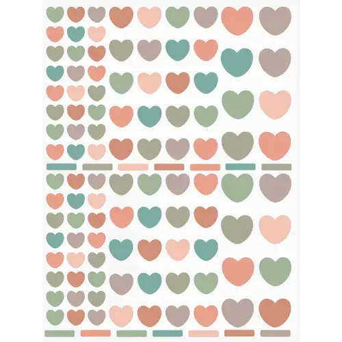 Gommettes coeurs enlevables couleurs Vintage 6 feuilles - Apli photo du produit