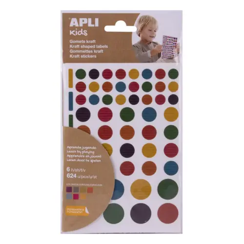 Gommettes nature kraft couleurs assorties 6 feuilles - Apli photo du produit