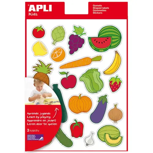 Gommettes thématiques Fruits et légumes 3 feuilles - Apli photo du produit