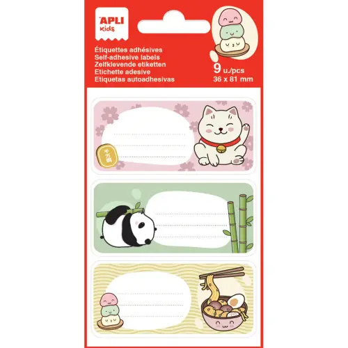Étiquettes scolaires kawai - 3 motifs - 9 unités - Apli photo du produit