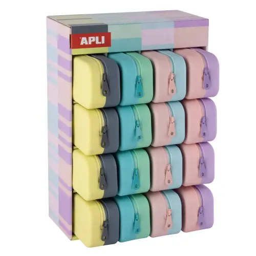 Présentoir de 16 trousses en silicone bicolores Nordik - Apli photo du produit