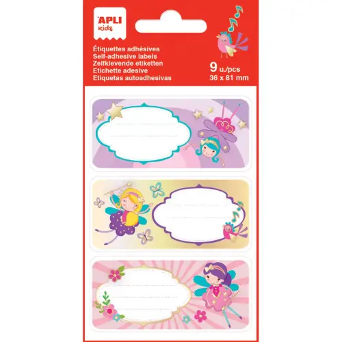 Étiquettes scolaires fées - 3 motifs - 9 unités - Apli photo du produit