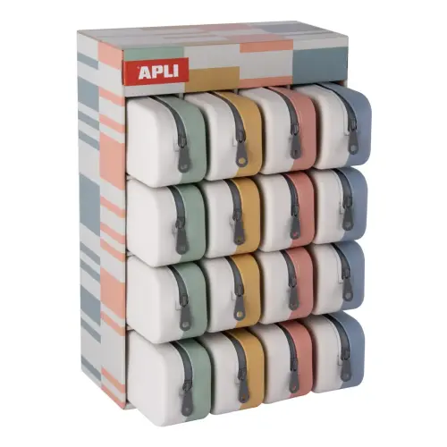 Présentoir de 16 trousses en silicone bicolores Up North - Apli photo du produit
