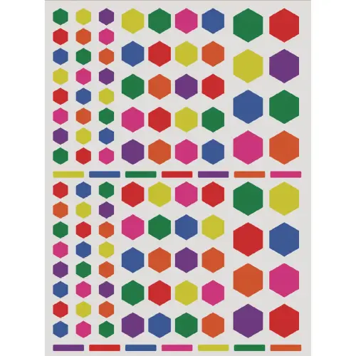 Gommettes hexagonales enlevables couleurs assorties 6 feuilles - Apli photo du produit